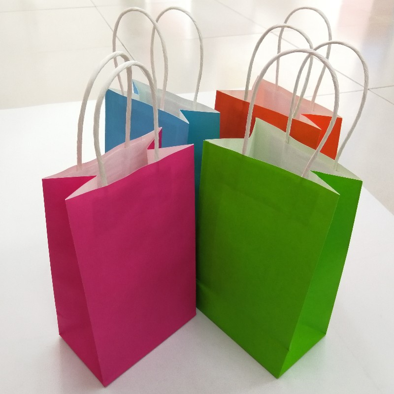 Commercio all'ingrosso di Logo personalizzato di Grocery Packaging Craft Brown Kraft Paper Shopping Bag con Handle